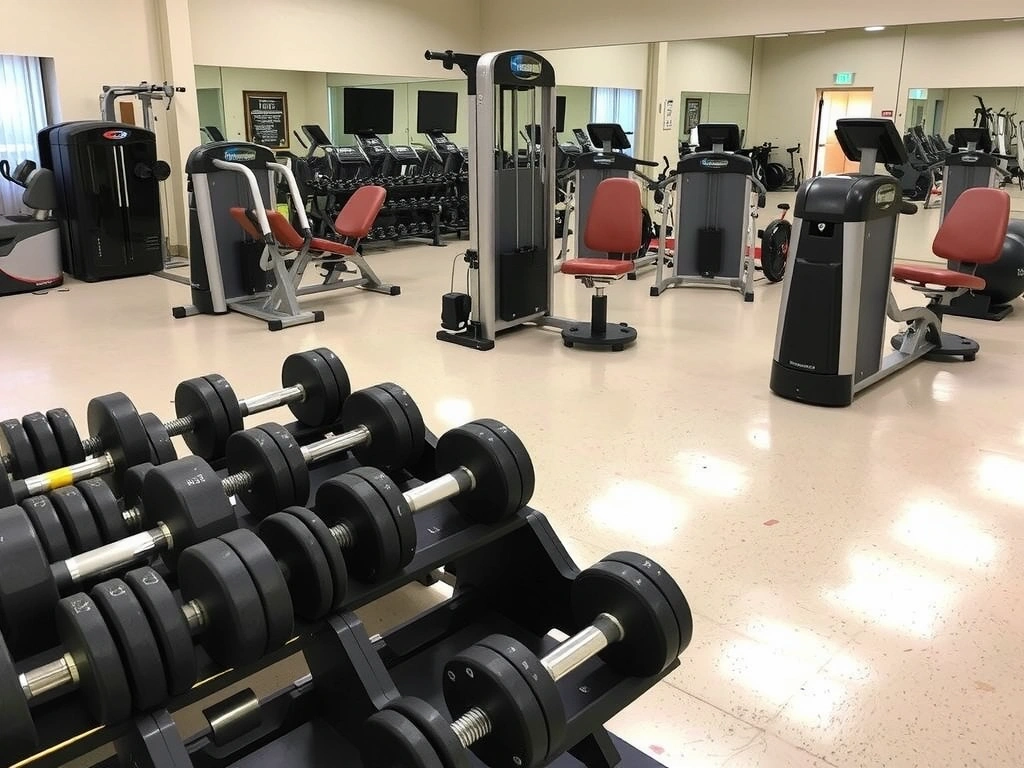 Diverse fitness equipment, clean and well-maintained
