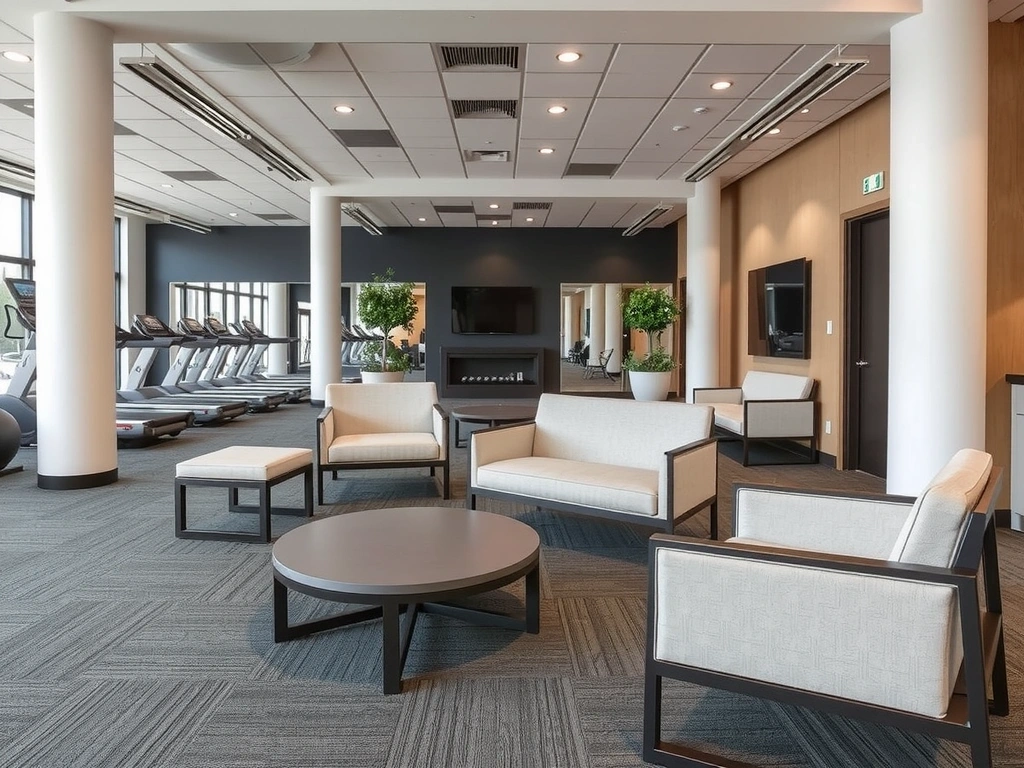 Relaxing lounge area in the gym