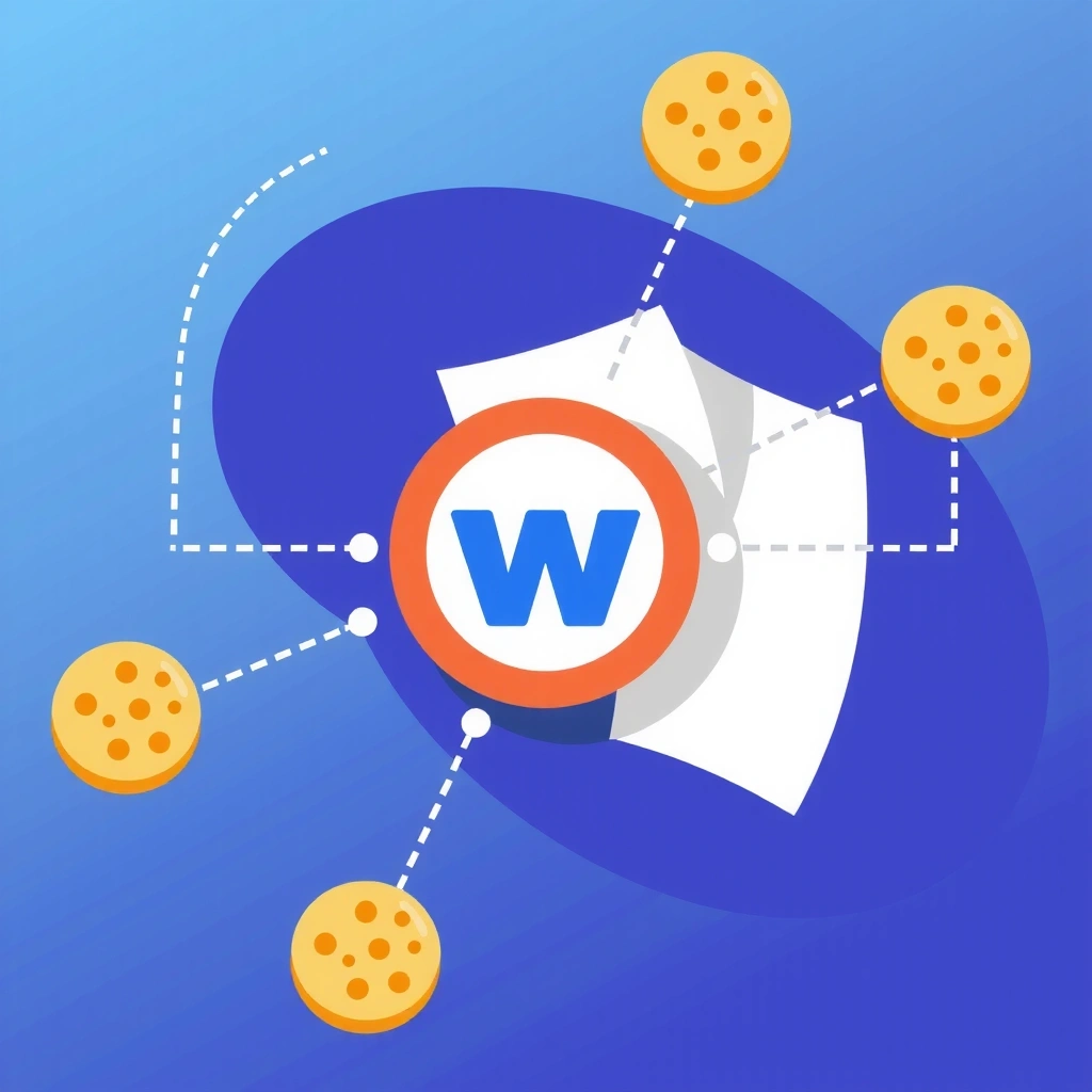 Abstract representation of various data points connecting to a central website icon