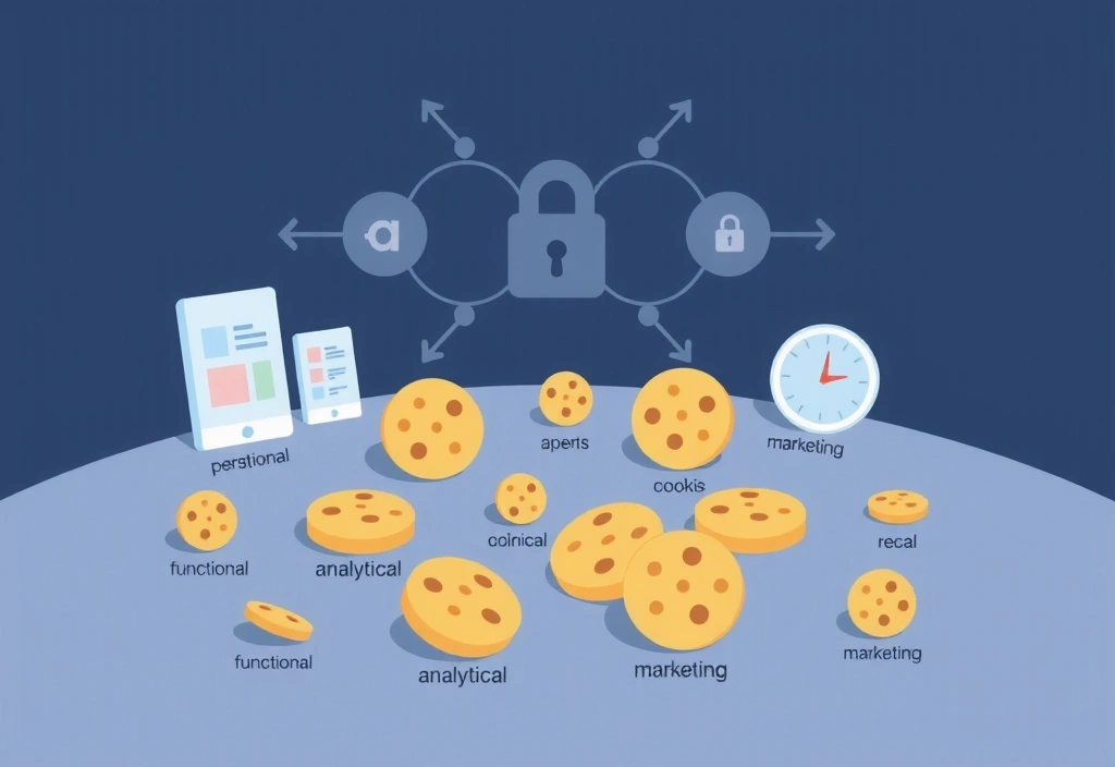 Illustration of various cookie types and digital data