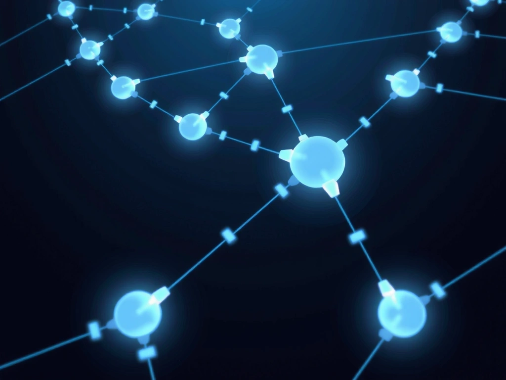 Abstract network of interconnected nodes and lines, representing data sharing