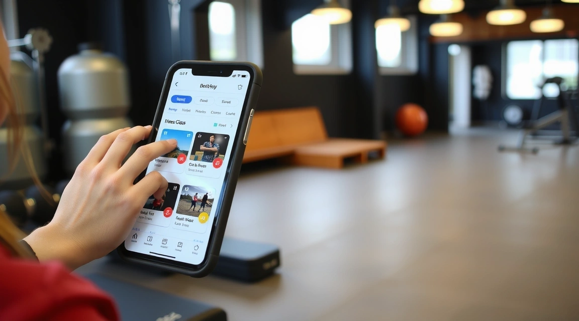 Person booking a class online on a tablet