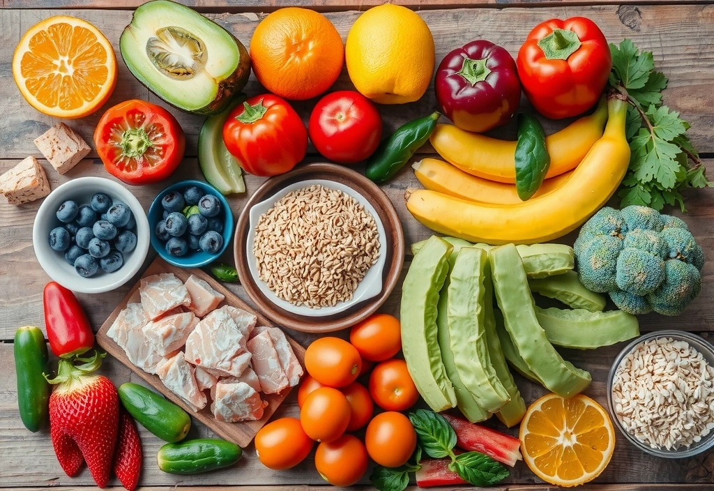 A vibrant spread of healthy, fresh food ingredients