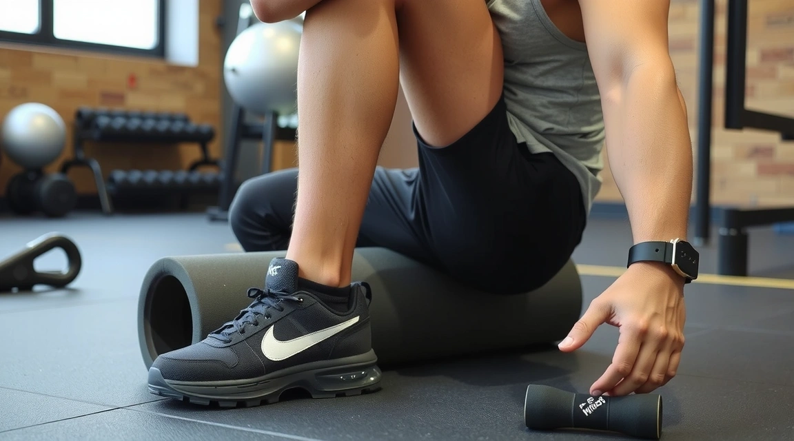 Athlete using a foam roller for muscle recovery