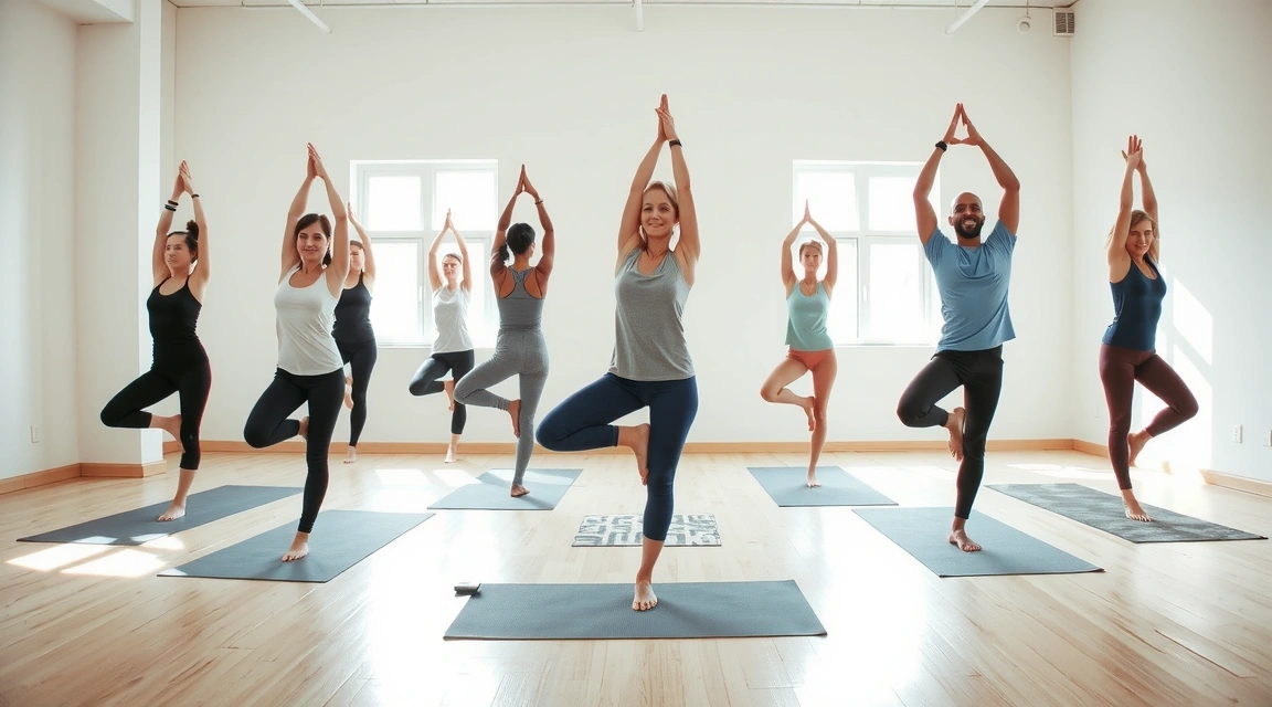 People doing yoga in a serene studio