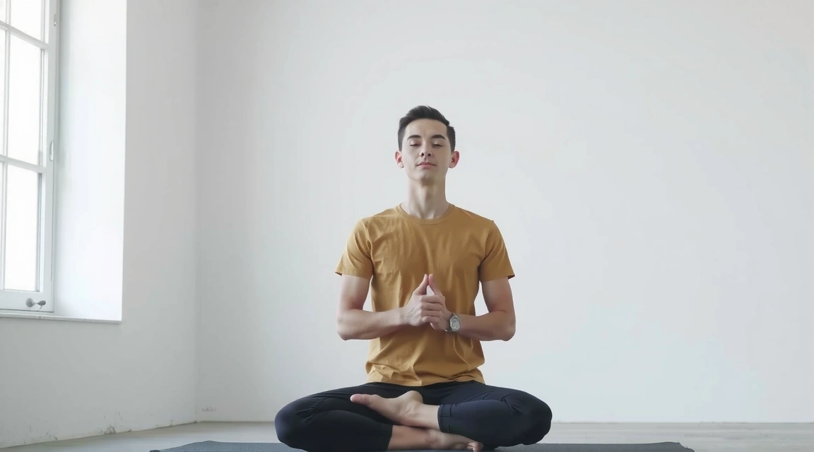 Person meditating in a calm, minimalist setting